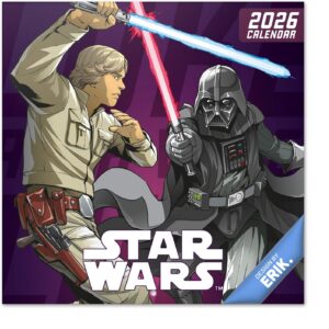 Calendrier mural mensuel Star Wars 2026 30x60cm