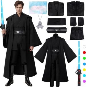 Costume Star Wars de chevalier pour homme avec cape et sabre laser