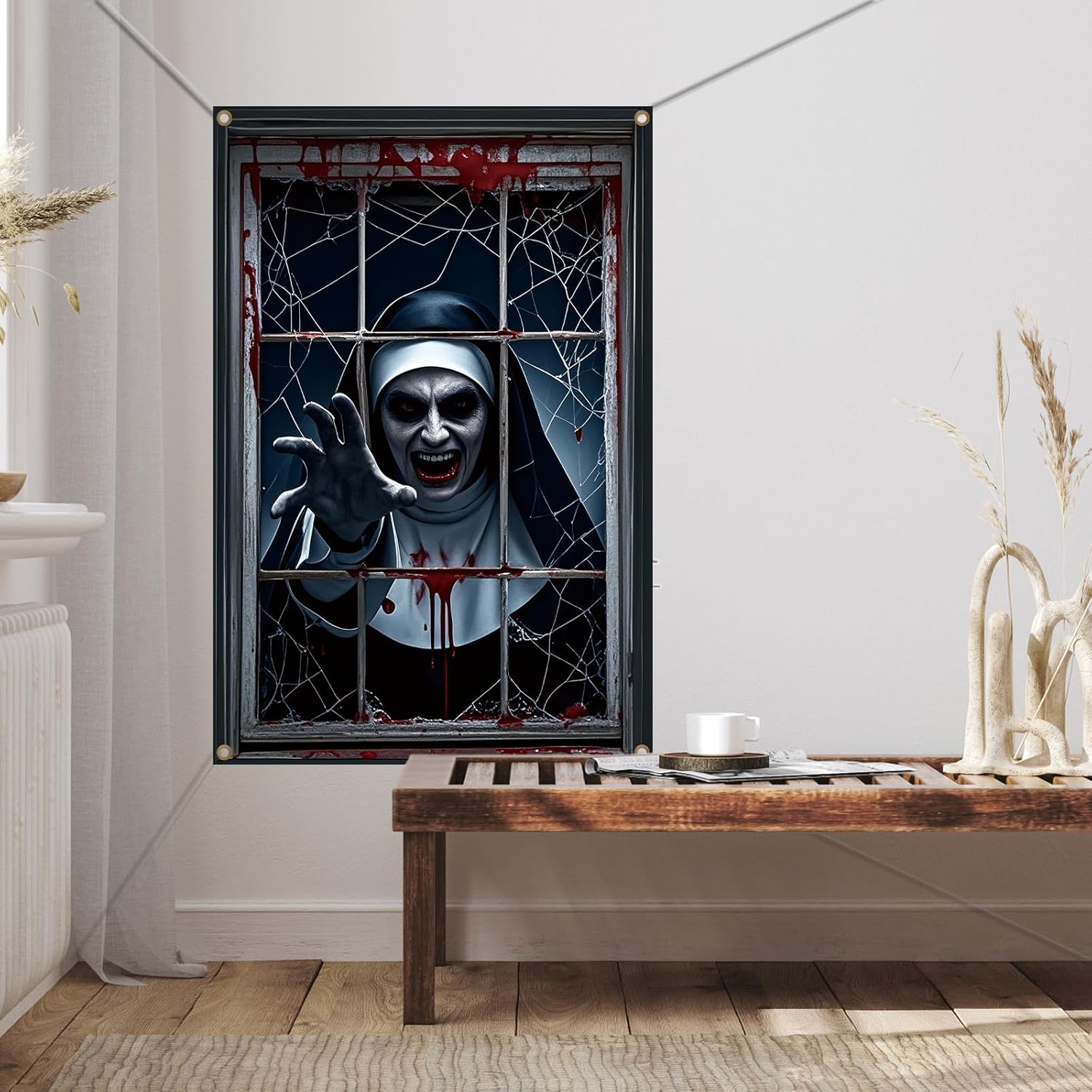 Bannière Halloween nonne zombie pour porte ou fenêtre 120 x 80 cm – Image 7