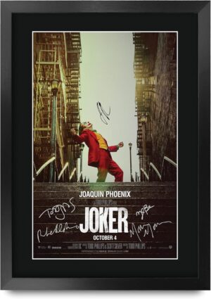 Affiche photo autographée Joker The Cast avec Joaquin Phoenix, A3 Encadré