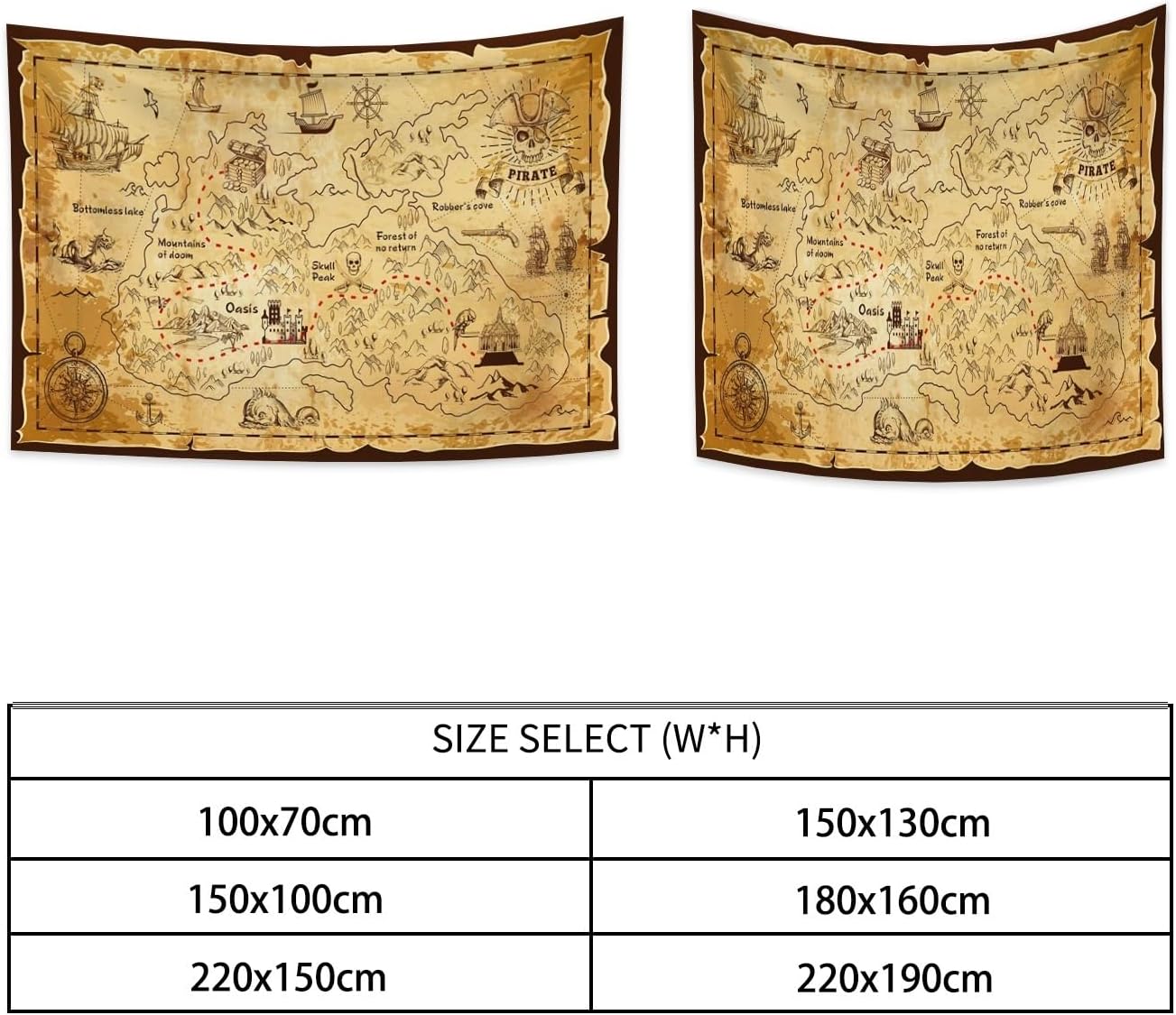 Tapisserie pirate YONGFOTO carte au trésor, itinéraire de l'île de l'Ouest – Image 7