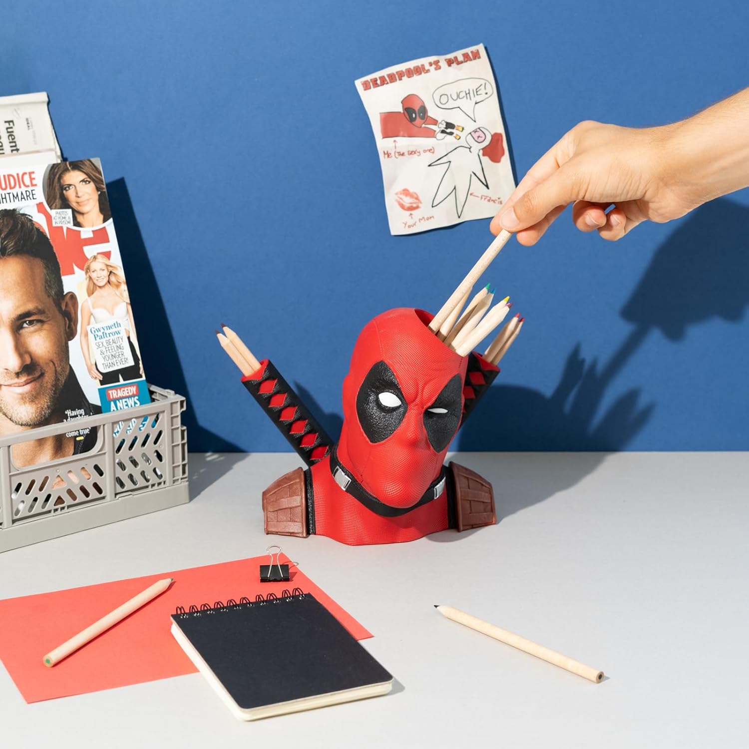 Pot à crayons Deadpool Marvel rouge à 3 compartiments – Image 6
