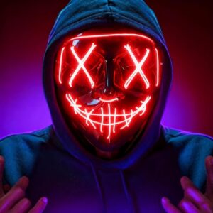 Masque Beetlejuice LED rouge en PVC avec 4 modes