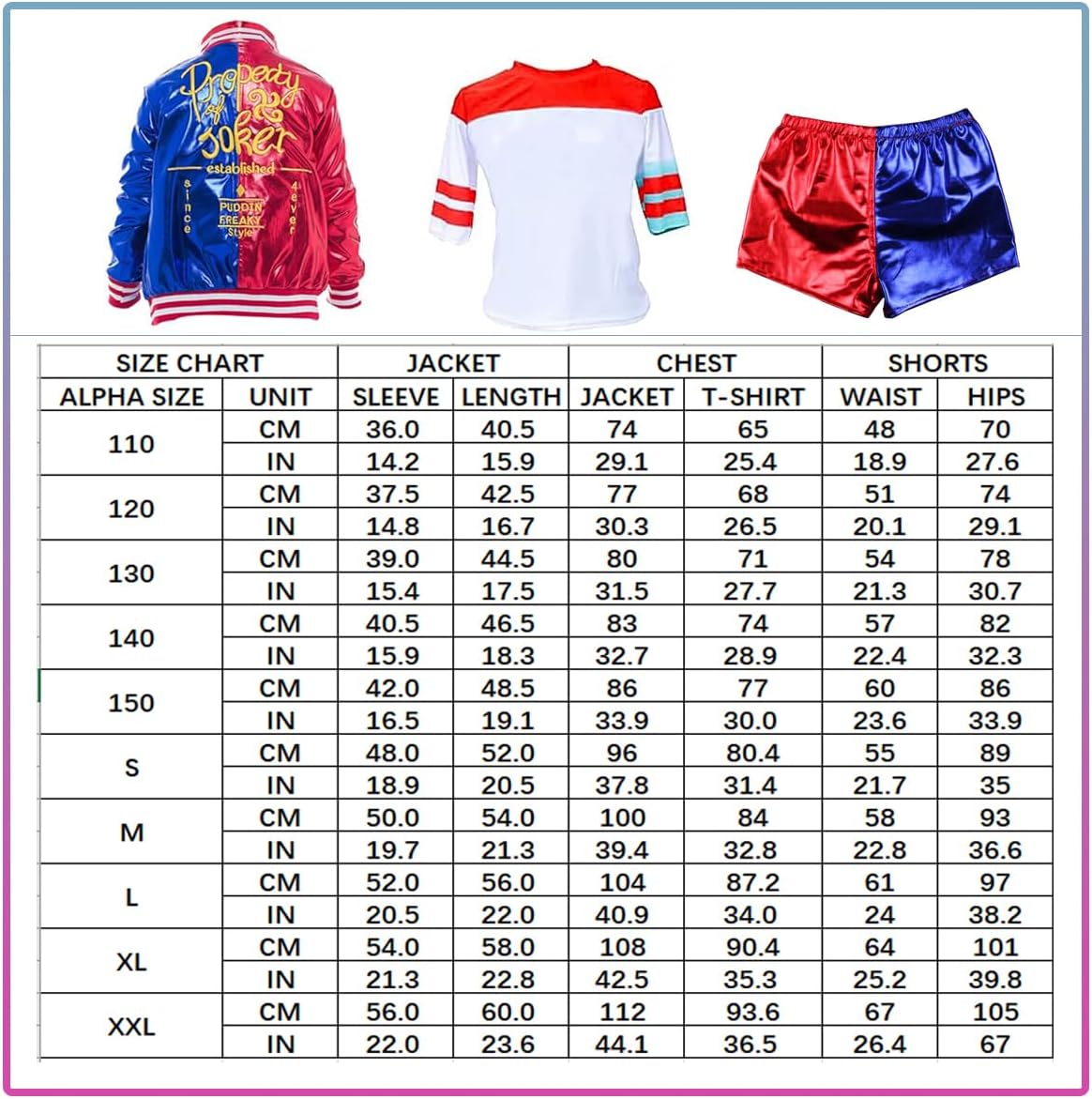 Costume Harley Quinn fille avec veste, t-shirt et short – Image 2