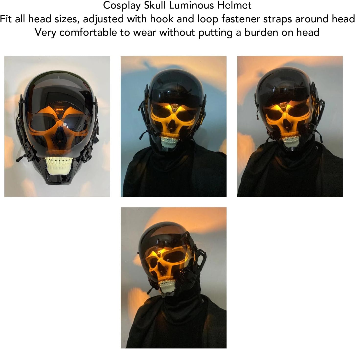 Casque de cosplay cyber punk crâne lumineux avec télécommande vocale – Image 3