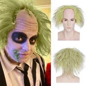 Perruque courte verte Beetlejuice en fibre synthétique pour cosplay