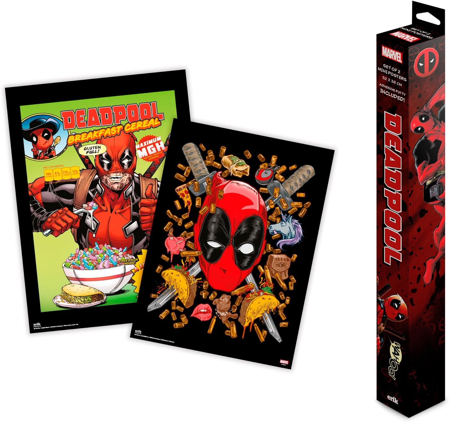 Deadpool Marvel, lot de 2 mini posters 52 x 38 cm