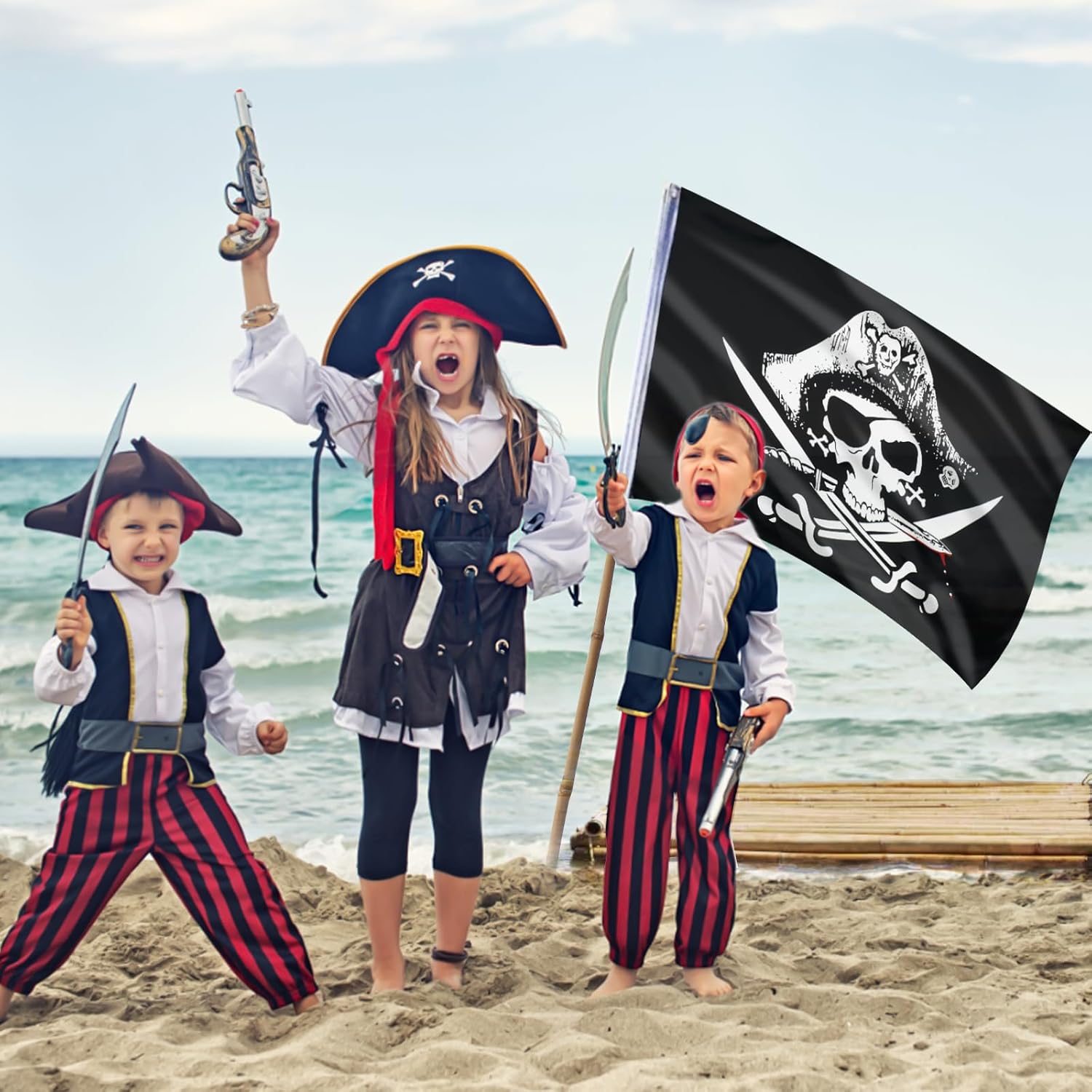Drapeau Pirate des Caraïbes double face 90x150 cm avec 2 œillets en laiton – Image 4