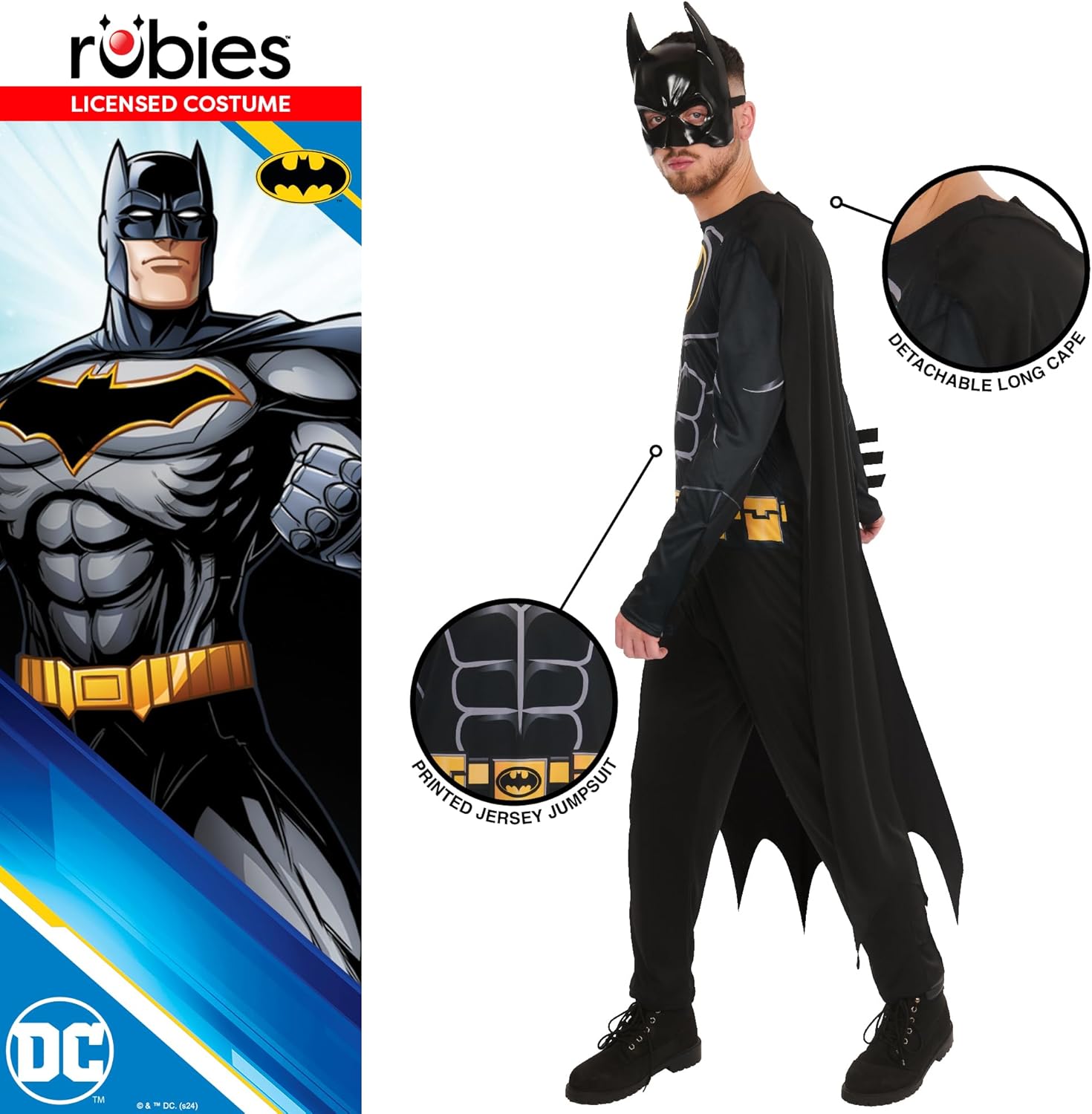 Déguisement adulte DC Batman avec cape et masque – Image 3
