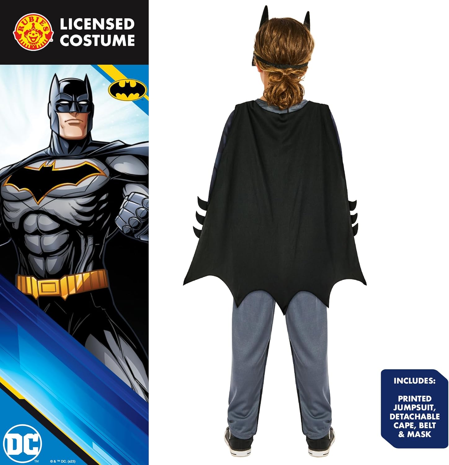 Déguisement enfant DC Batman avec cape amovible et masque moulé – Image 2