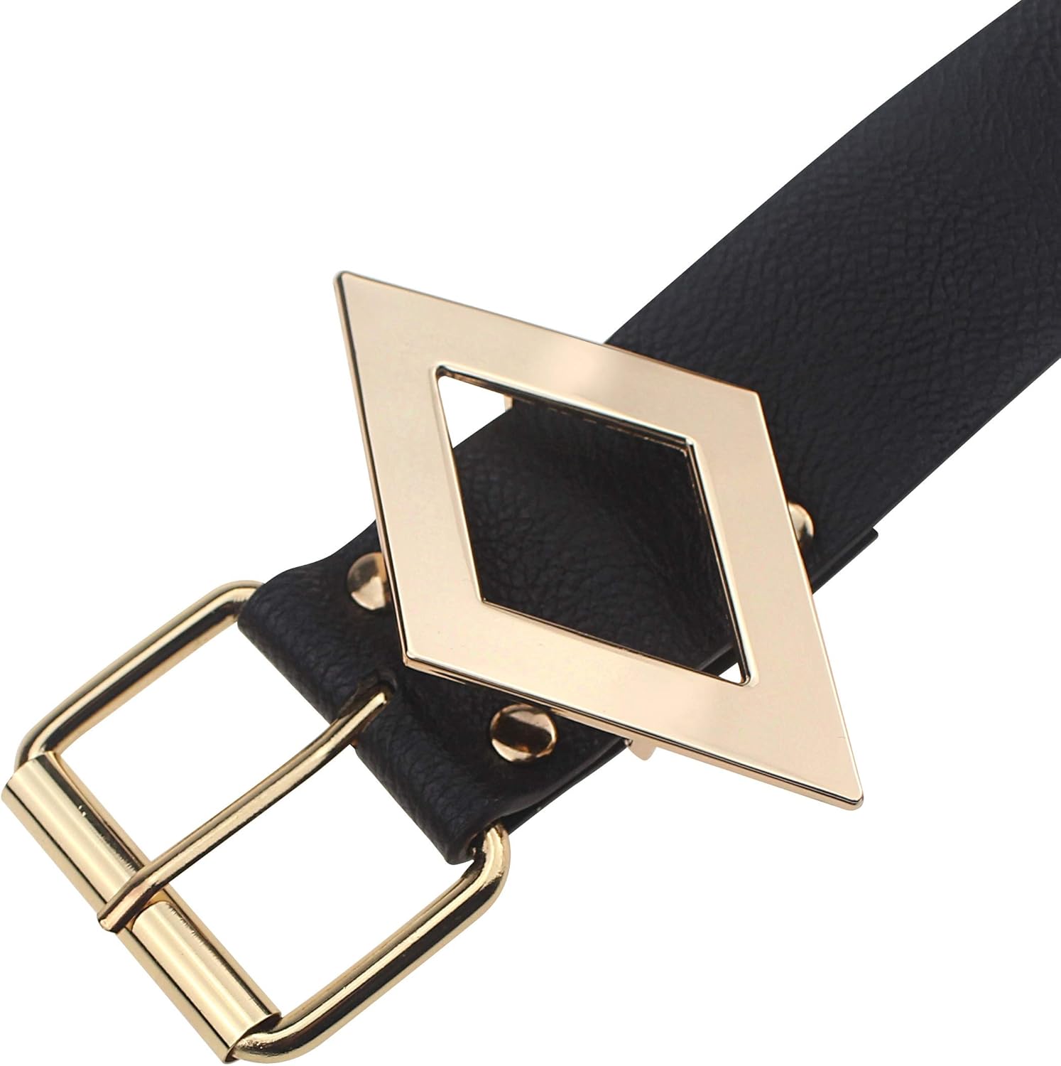 Ceinture Harley Quinn en cuir noir à goujons dorés pour cosplay – Image 3