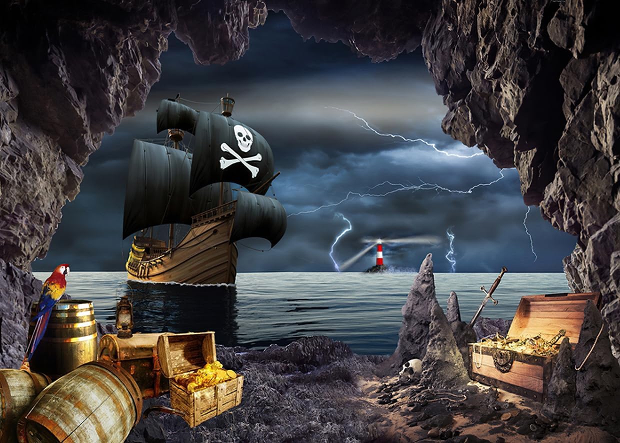 Fond photo bateau pirate 7x5FT en vinyle XY74