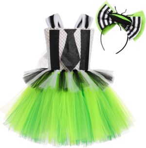 Robe tutu Beetlejuice à capuche noir et blanc pour fille