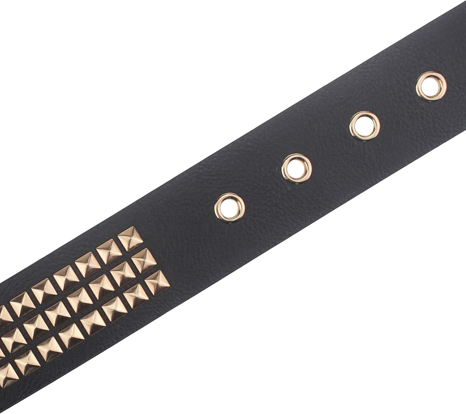 Ceinture Harley Quinn en cuir noir à goujons dorés pour cosplay – Image 4