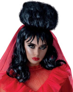 Perruque Lydia Deetz Beetlejuice avec frange et cheveux mi-longs