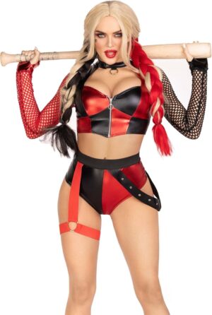 Costume Harley Quinn femme 2 pièces avec filet, taille M