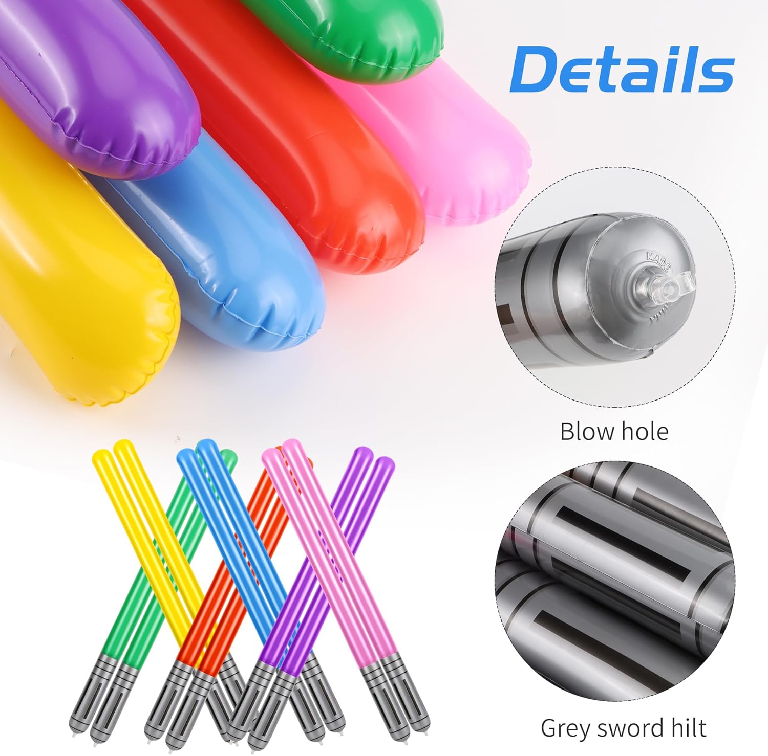 Lot de 12 sabres gonflables Star Wars en 6 couleurs – Image 3