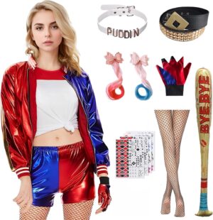 Costume Harley Quinn femme, fille et enfant avec blouson brodé