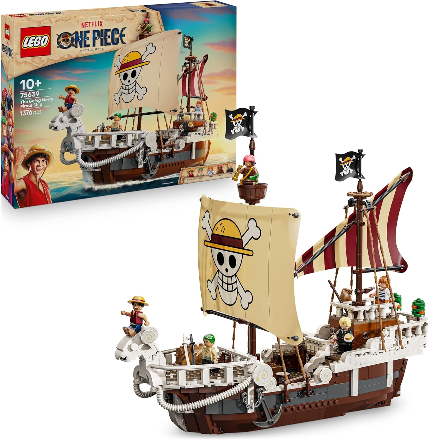 LEGO One Piece Vogue Merry avec 5 minifigurines Luffy, Zoro et Nami 75639