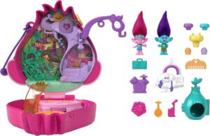 Coffret Polly Pocket DreamWorks Trolls avec Poppy, Branch et 13 accessoires