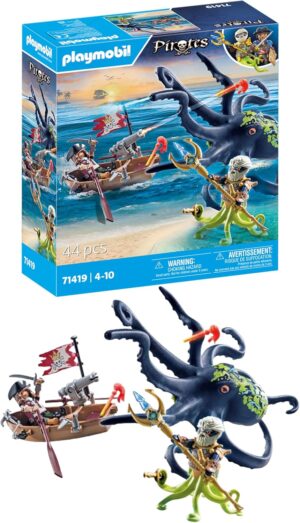 Playmobil 71419 pirate et pieuvre géante avec bateau à rames