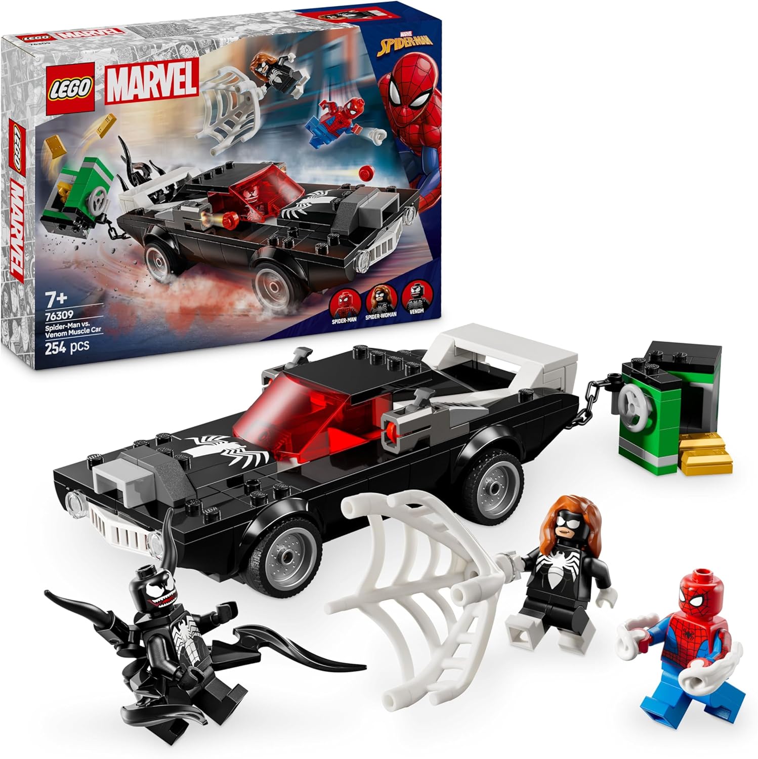 LEGO Marvel Spider-Man et la voiture de Venom avec 3 minifigurines 76309