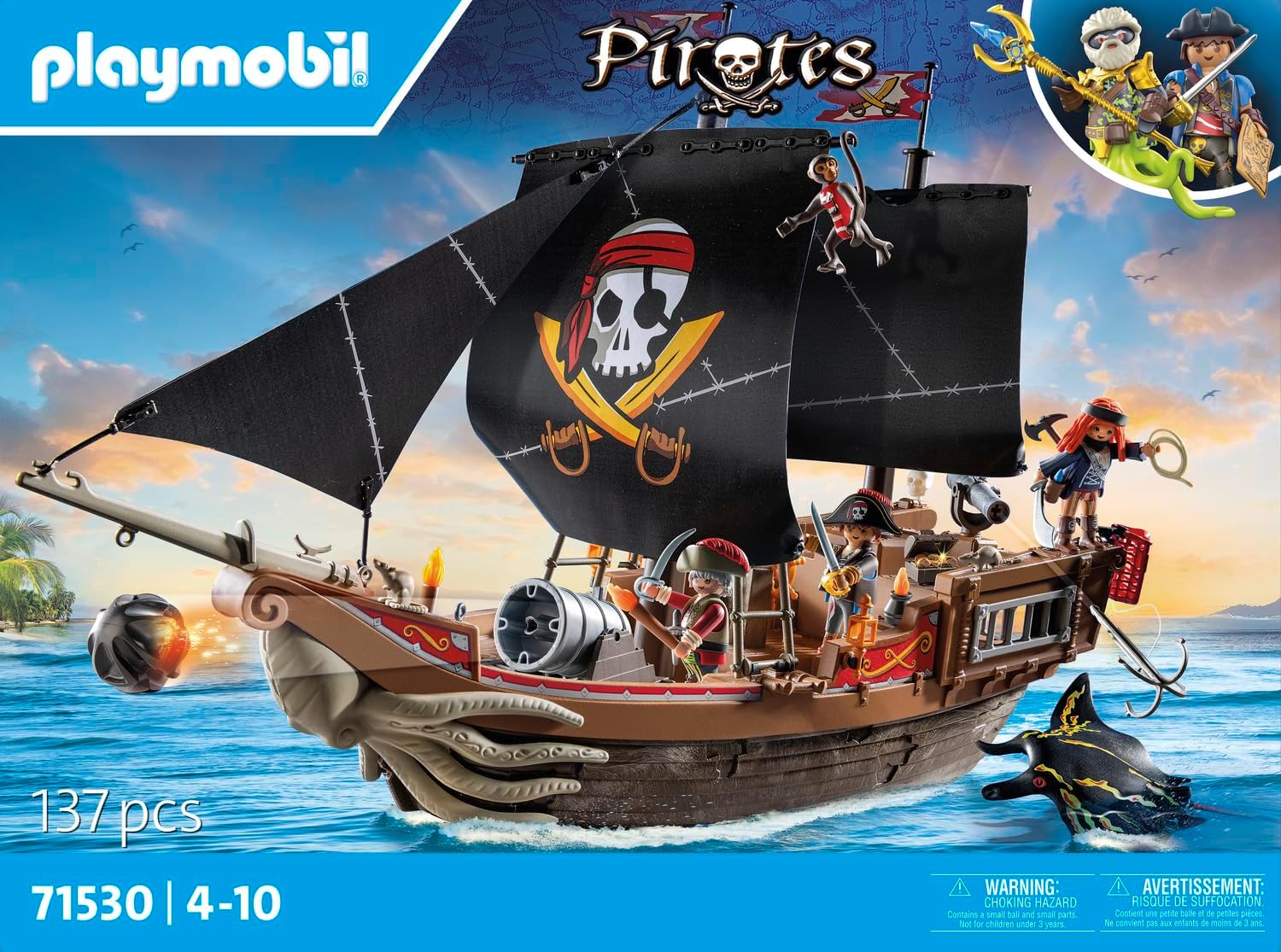 Bateau de pirates Playmobil 71530 avec canons et ancre dès 4 ans – Image 4