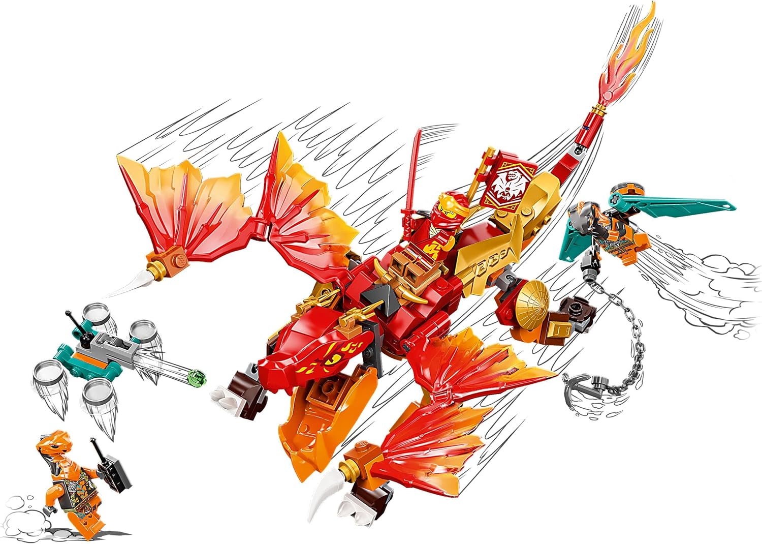 Dragon de feu évolutif de Kai LEGO Ninjago avec guerriers serpents – Image 4