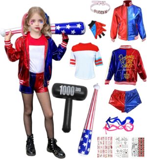 Déguisement enfant Harley Quinn avec veste, short et accessoires Joker