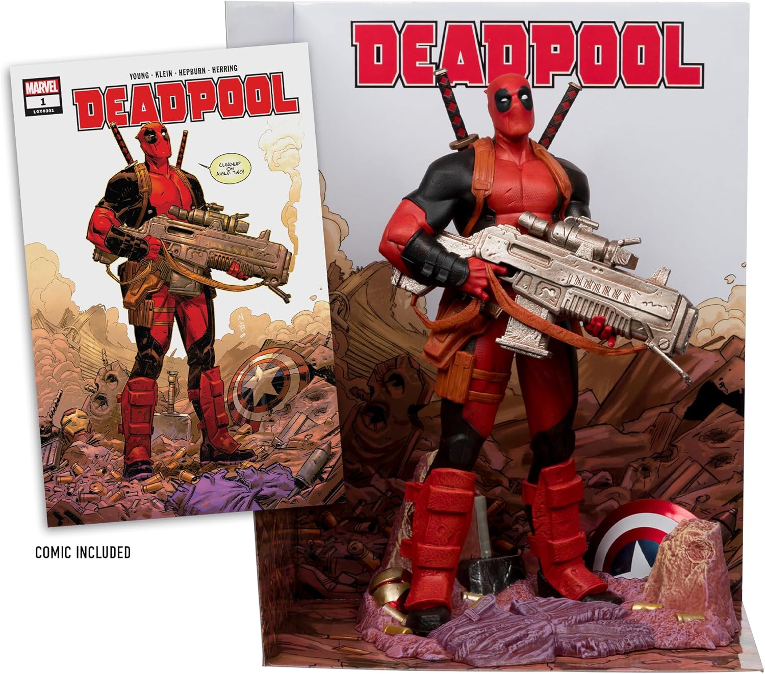 Figurine Marvel Deadpool avec scène 1:6 et bande dessinée #1 – Image 3