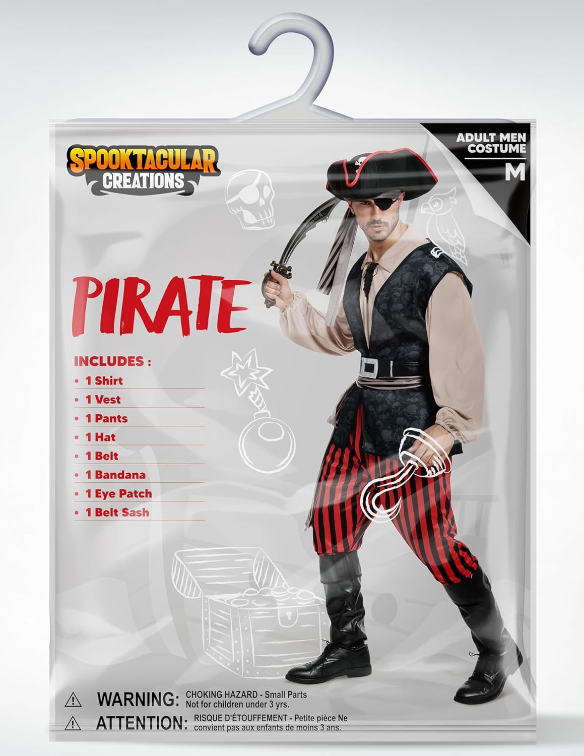 Costume de pirate Capitaine Crochet pour homme avec chemise kaki et accessoires – Image 7