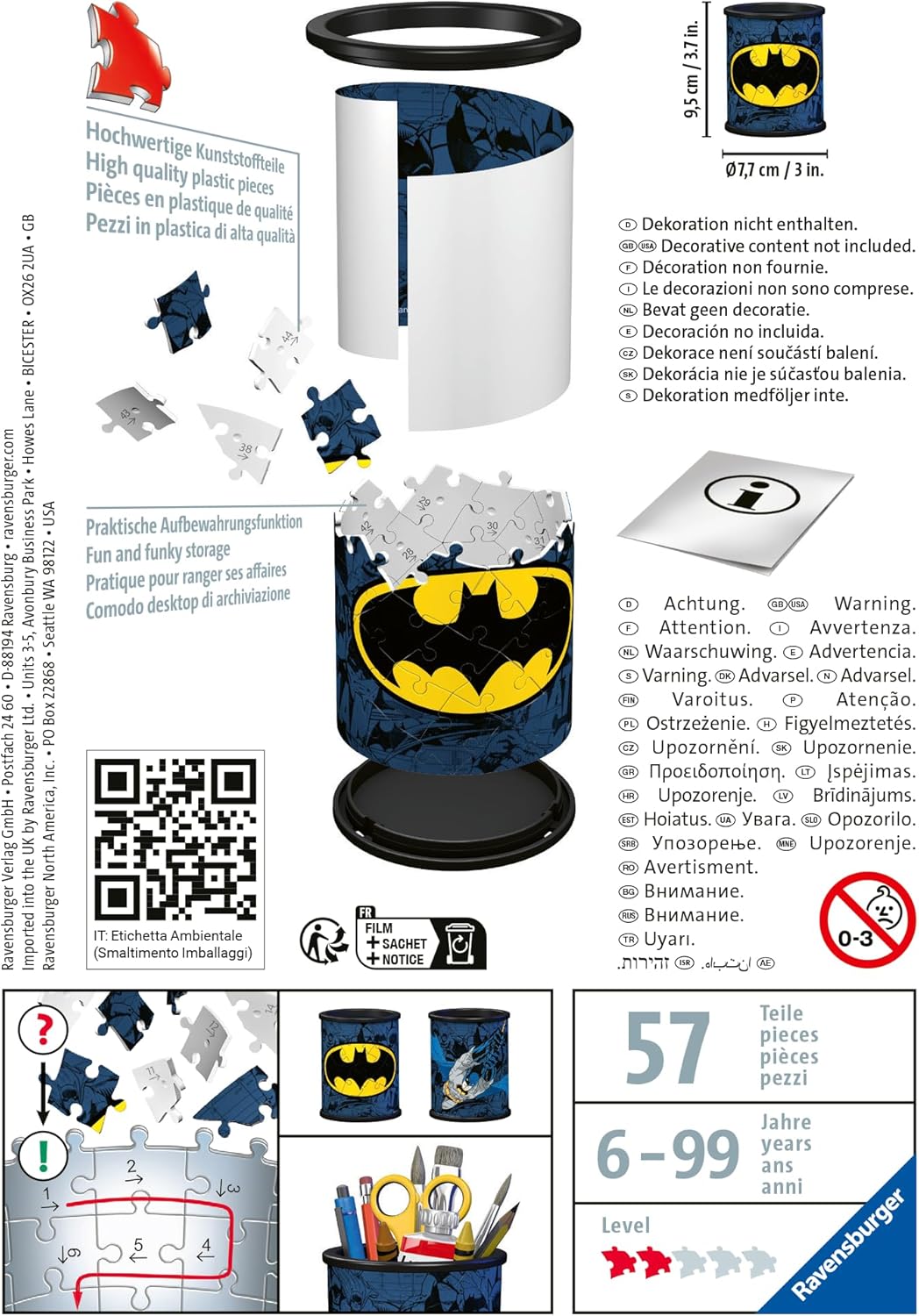 Puzzle 3D Batman pot à crayons, 54 pièces numérotées – Image 6