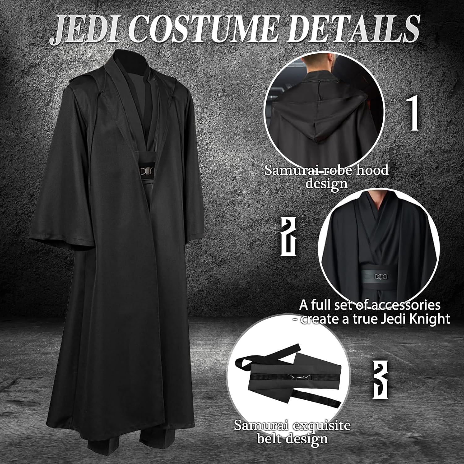 Déguisement Star Wars homme à capuche, ensemble guerrier médiéval – Image 6