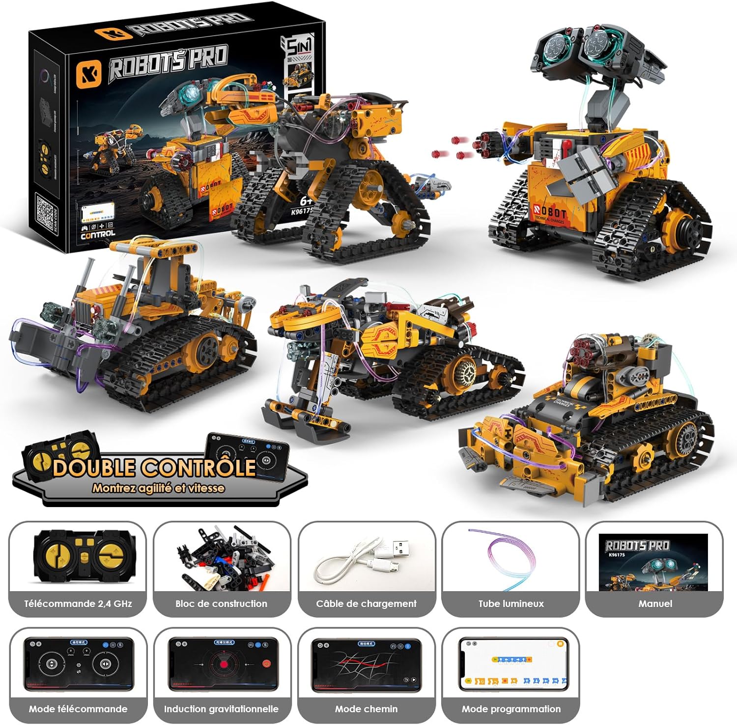 Robot Star Wars télécommandé 5 en 1 avec application, 673 pièces – Image 8