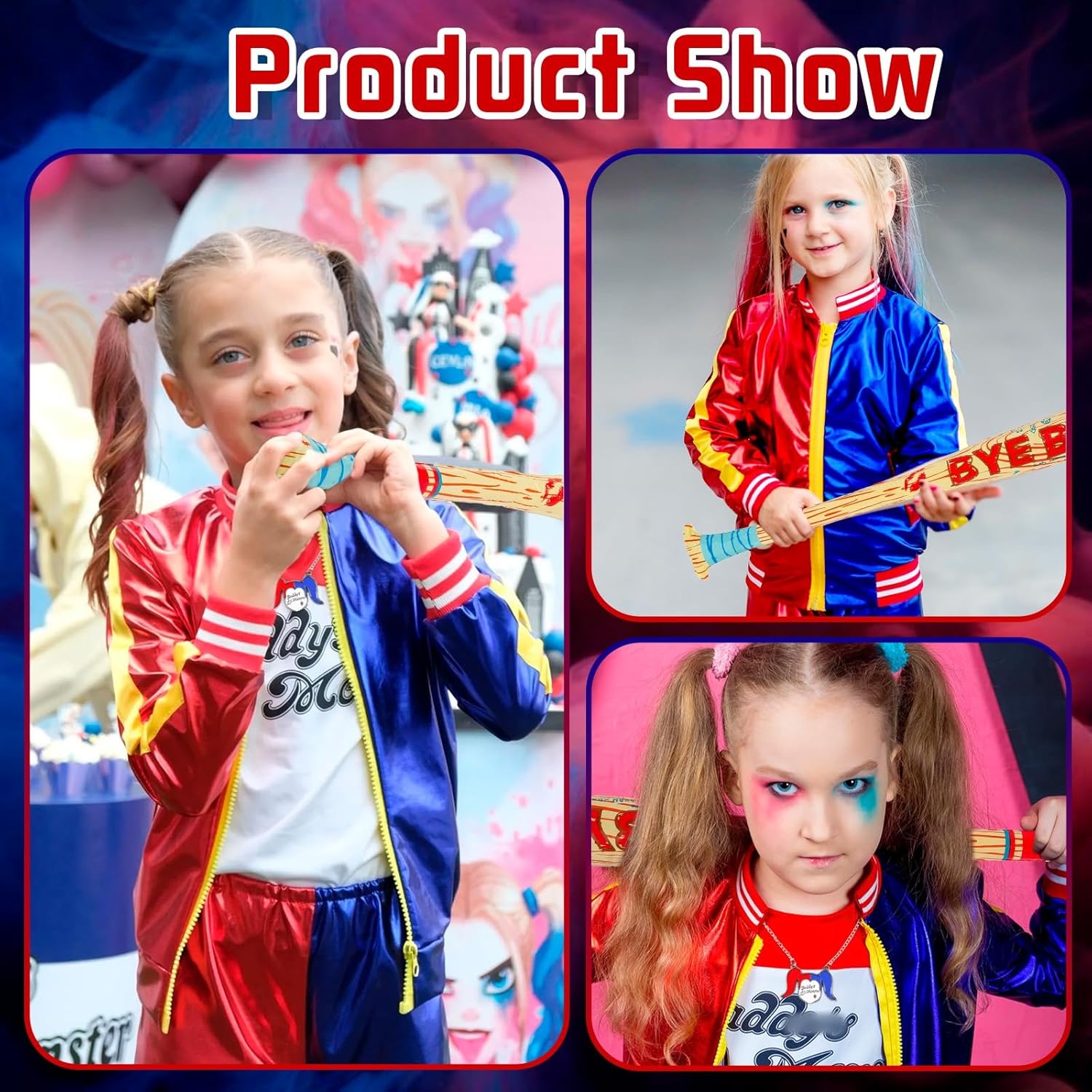 Costume enfant Harley Quinn fille avec veste et short – Image 7