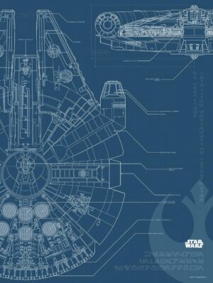 Poster mural Star Wars Blueprint Falcon bleu Komar
