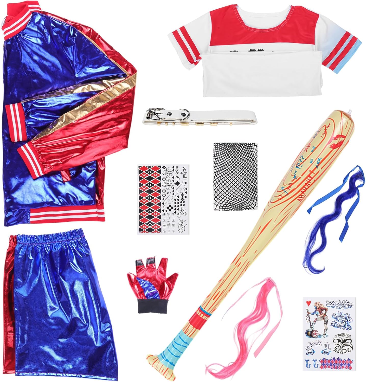 Costume Harley Quinn avec veste, short et accessoires – Image 6