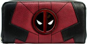 Porte-cartes et porte-monnaie Deadpool rouge avec emblème métallique