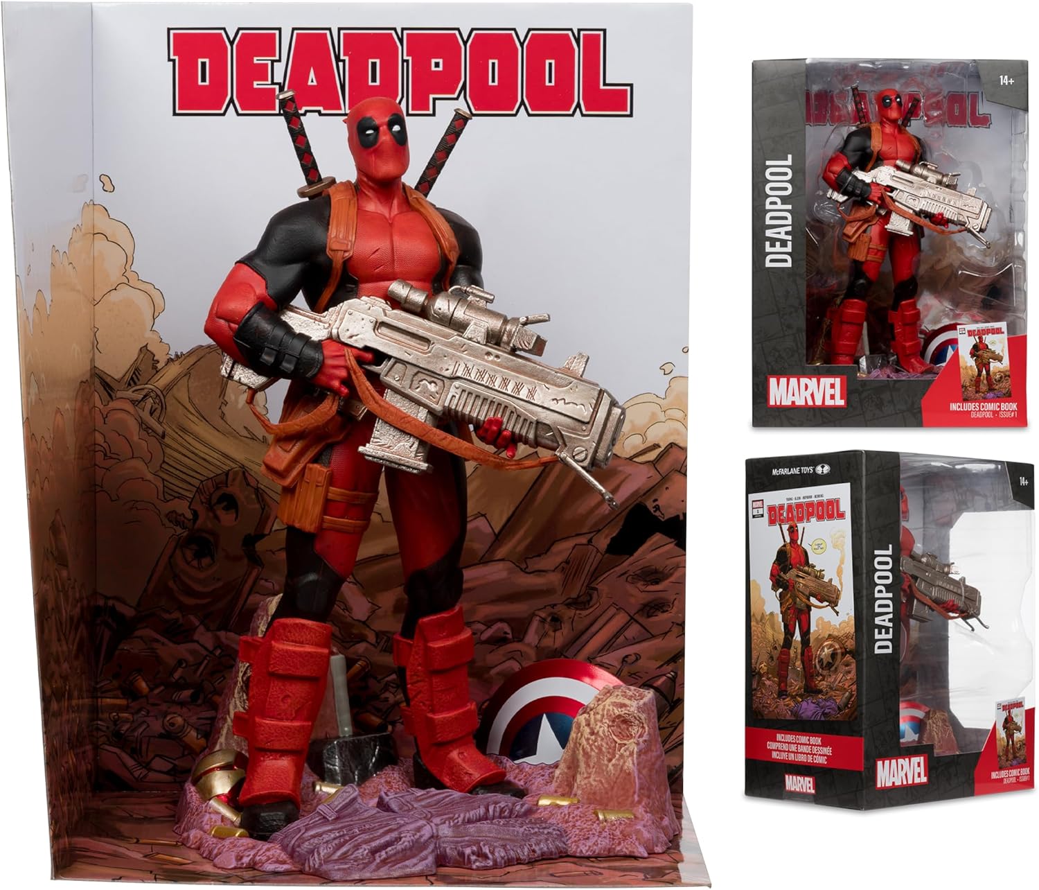 Figurine Marvel Deadpool avec scène 1:6 et bande dessinée #1 – Image 4
