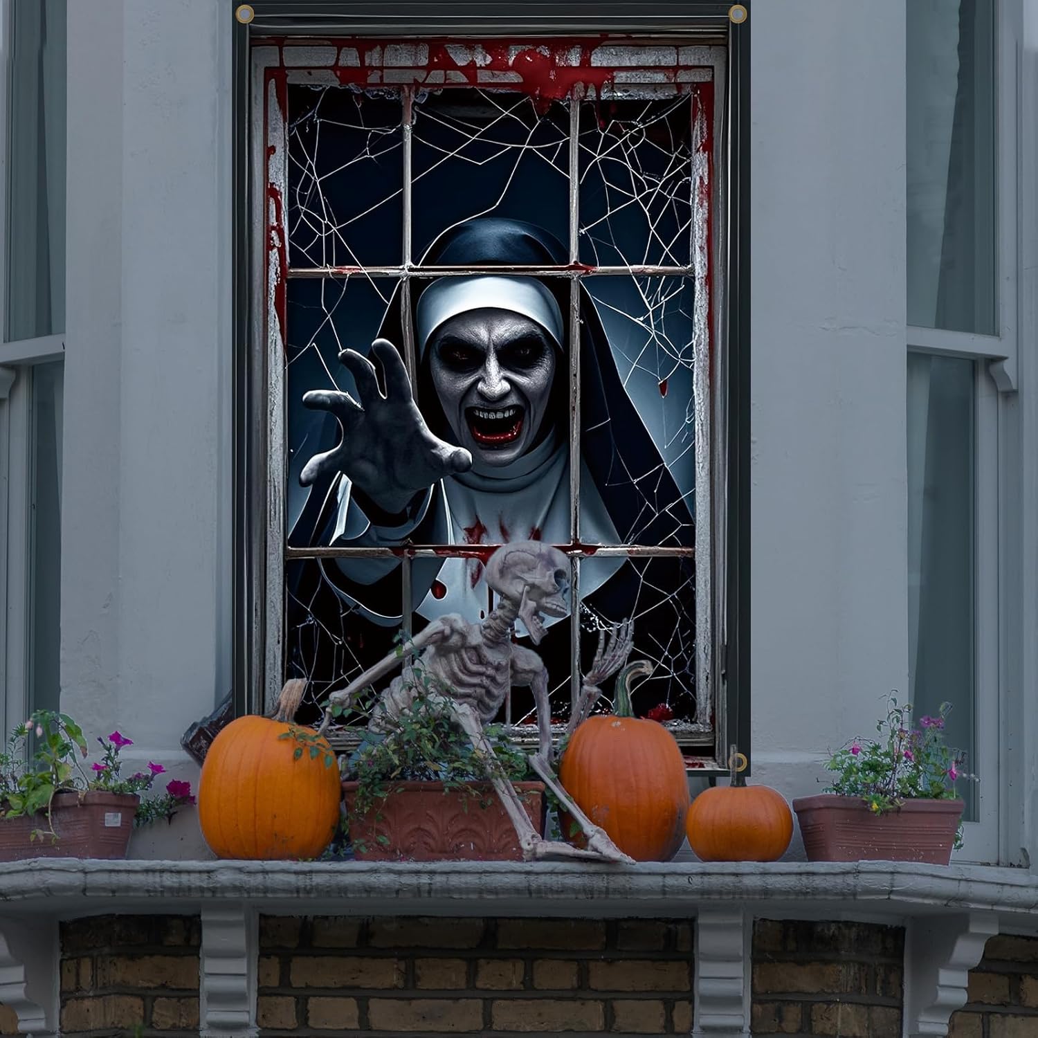 Bannière Halloween nonne zombie pour porte ou fenêtre 120 x 80 cm – Image 8