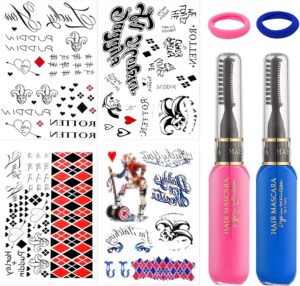 Kit Harley Quinn avec 4 tatouages temporaires, 2 colorations lavables et 2 élastiques