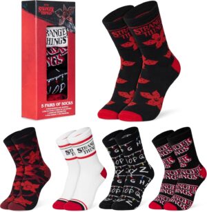Chaussettes Stranger Things femme et ado, taille 35-41, Multi Noir