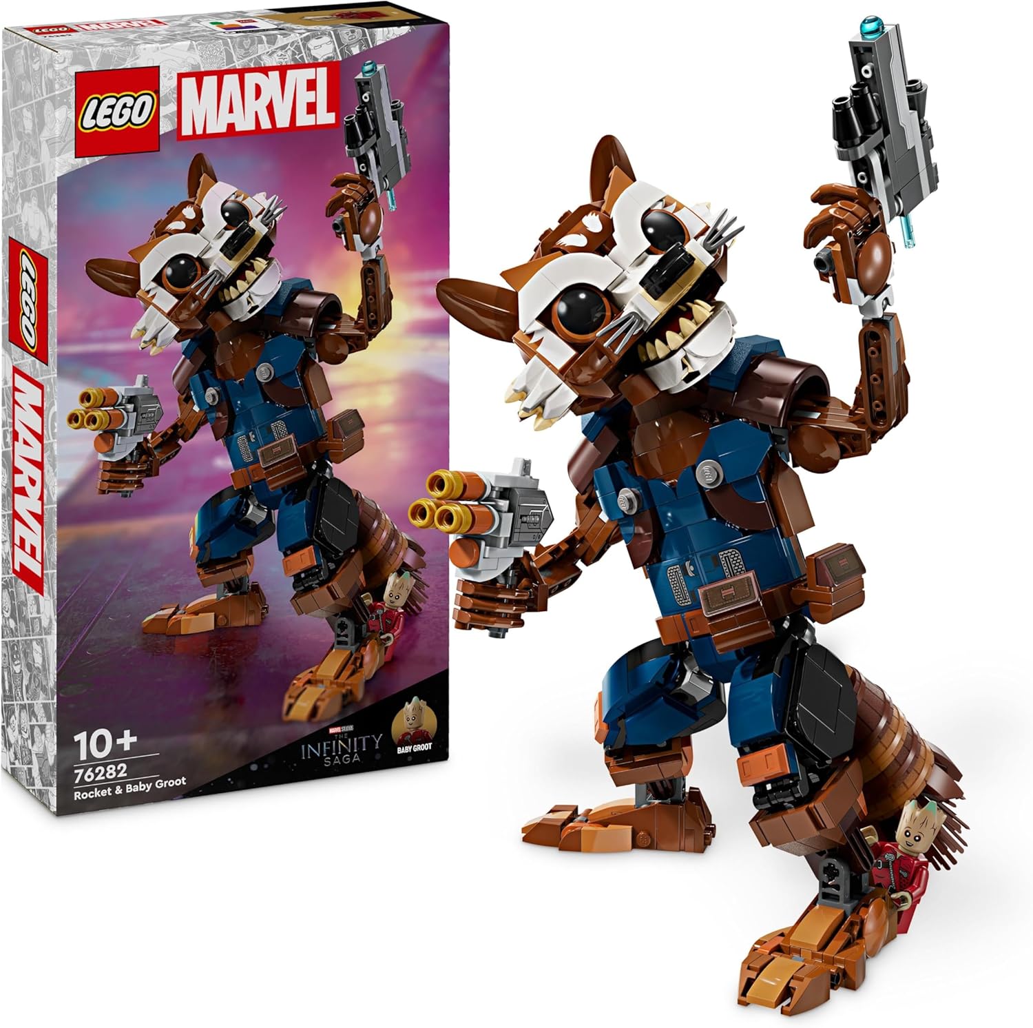 LEGO Marvel Rocket et Bébé Groot, figurine articulée 76282