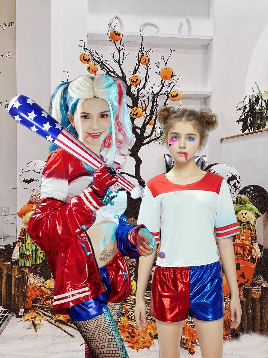 Déguisement Harley Quinn enfant avec accessoires et short – Image 7