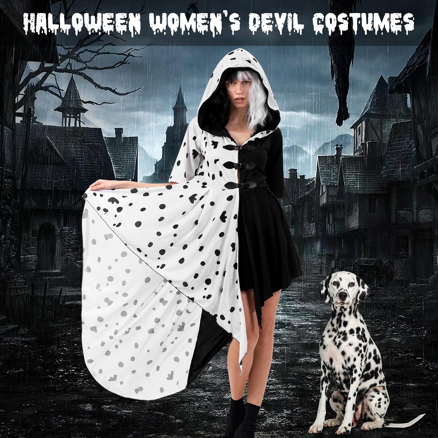 Costume femme Cruella De Vil avec perruque et accessoires – Image 2