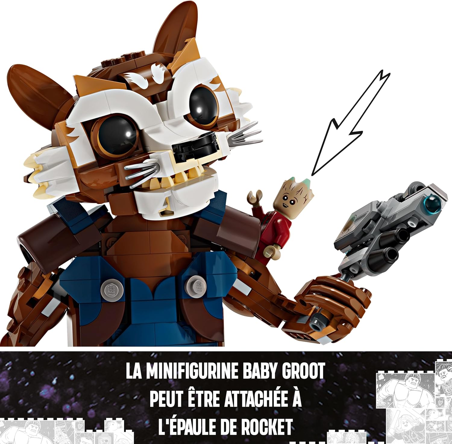 LEGO Marvel Rocket et Bébé Groot, figurine articulée 76282 – Image 5