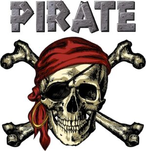Sticker mural Pirate des Caraïbes Tête de Mort rétro 95x40 cm