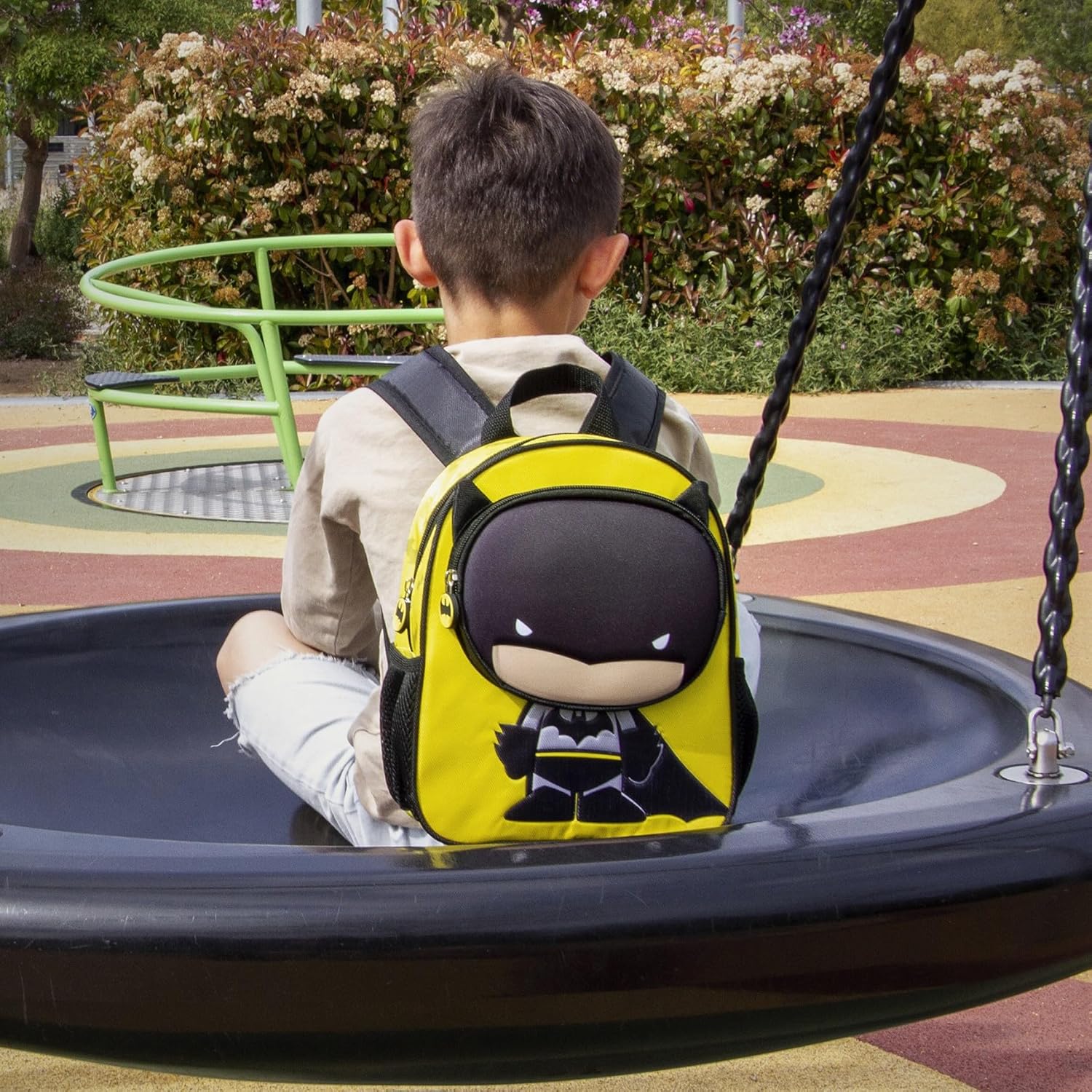Sac à dos Pocket Batman DC Comics jaune avec poche avant en relief – Image 5