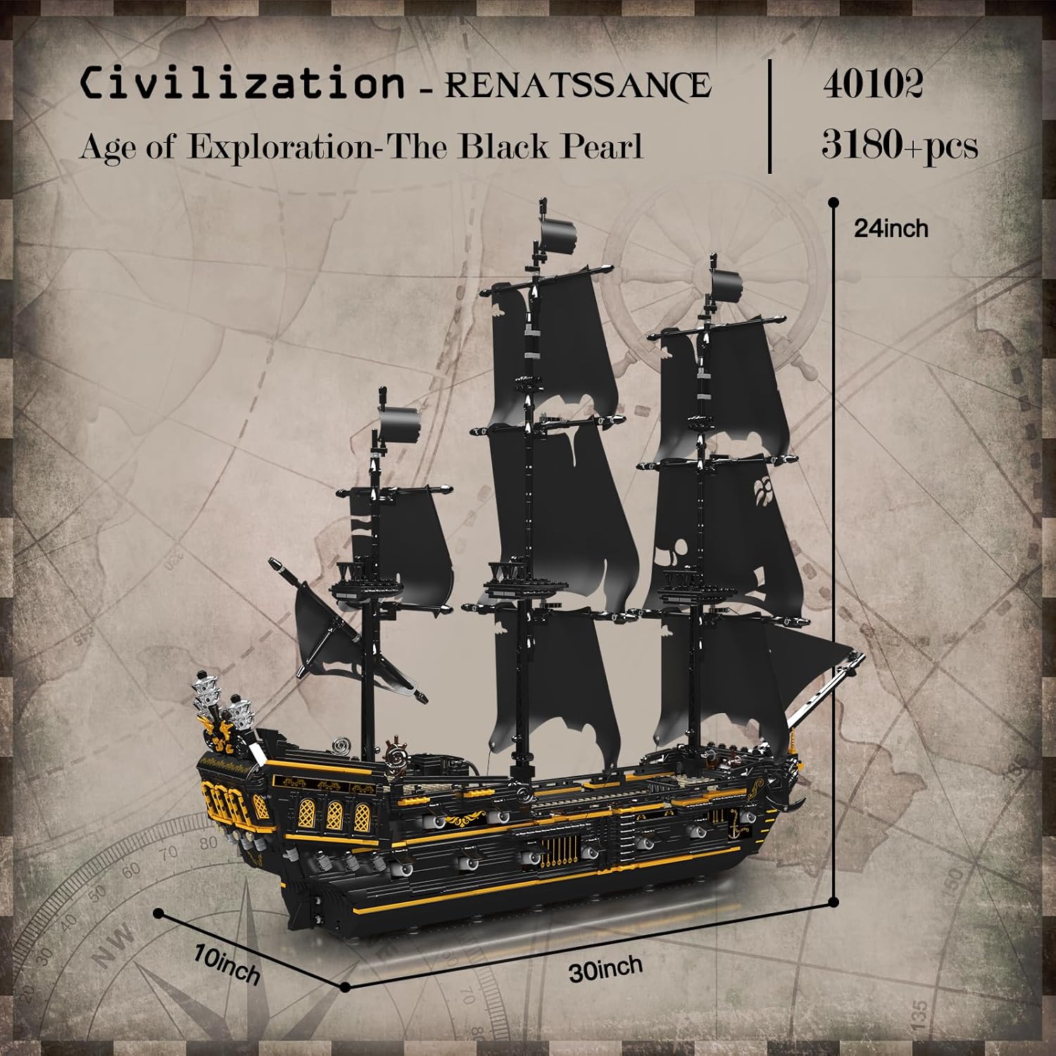 Black Pearl Pirates des Caraïbes en 3180 pièces, set JMBricklayer 40102 – Image 4
