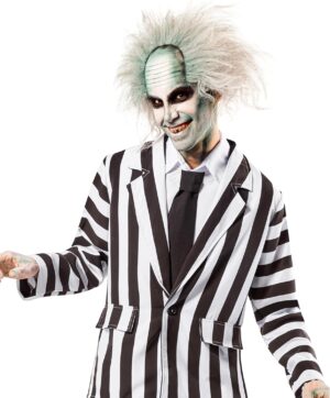 Perruque blanche adulte Beetlejuice avec bonnet en latex Rubie's
